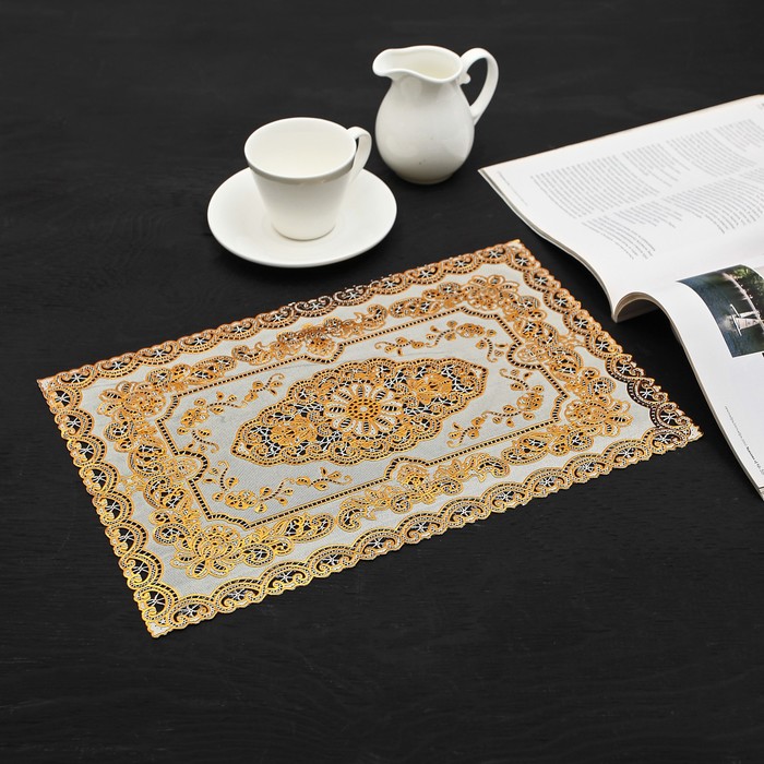 Салфетка ажурная ПВХ 37х25 см "Изыск" золото