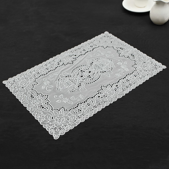 Салфетка ажурная ПВХ 45х30 см "Грация" серебро