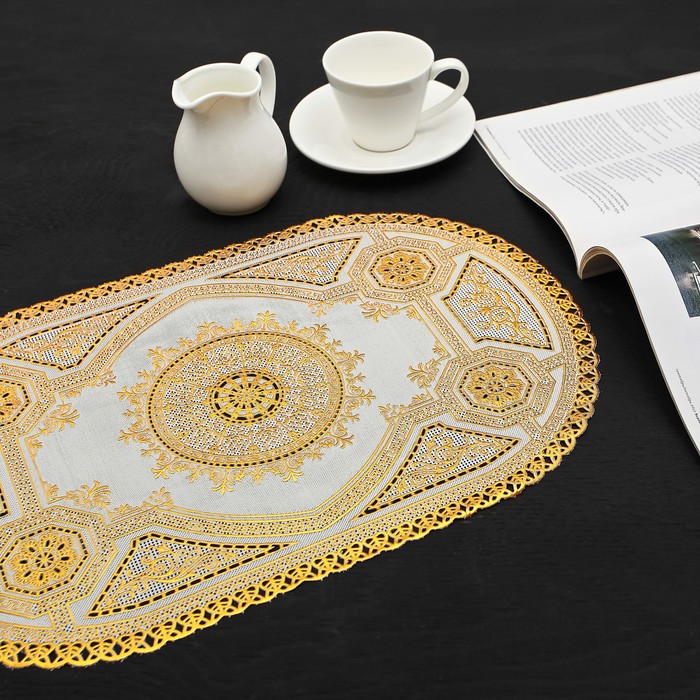 Салфетка ажурная ПВХ 45х30 см "Солнце" золото