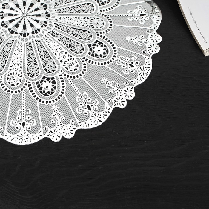 Салфетка ажурная ПВХ d38 см "Лучи" серебро