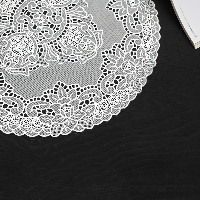 Салфетка ажурная ПВХ d38 см "Грация" серебро