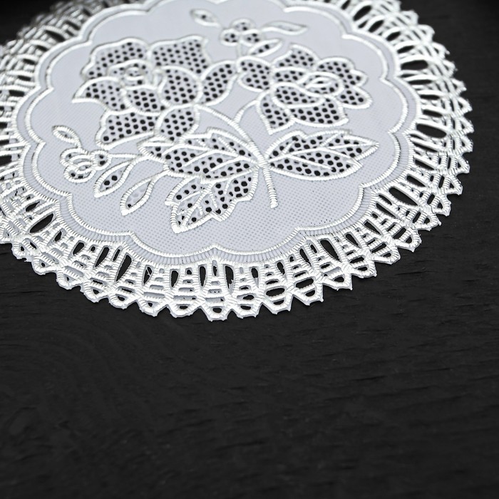 Салфетка ажурная ПВХ d12 см серебро