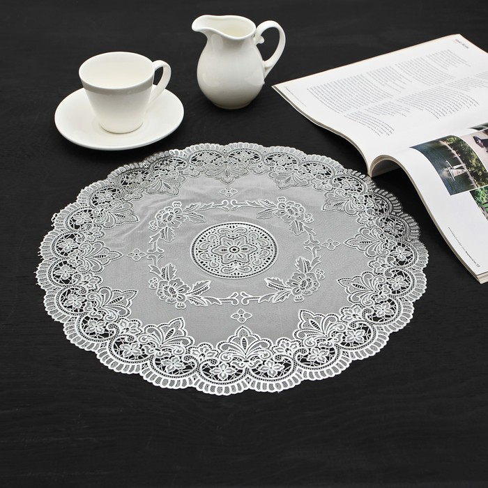 Салфетка ажурная ПВХ d38 см серебро