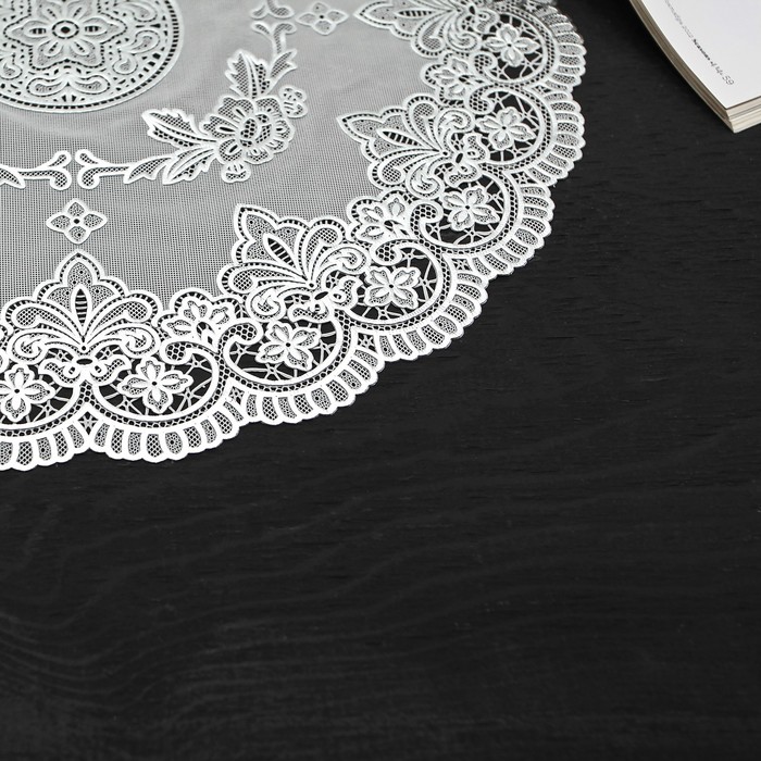 Салфетка ажурная ПВХ d38 см серебро