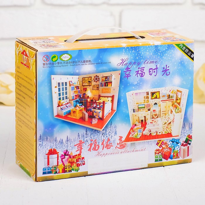 Интерьерный домик - миниатюра, своими руками "Спальня двух сестер" со светом