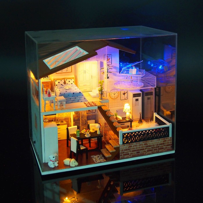 Интерьерный домик - миниатюра своими руками "Трёхуровневый дом" со светом