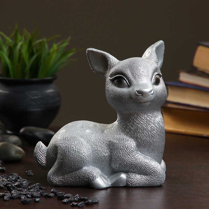 Копилка "Олененок" серебряный 17см