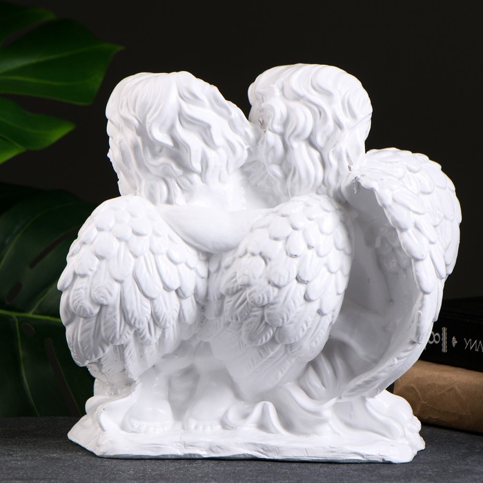 Статуэтка "Ангелы с сердцем пара вместе" белый 30см