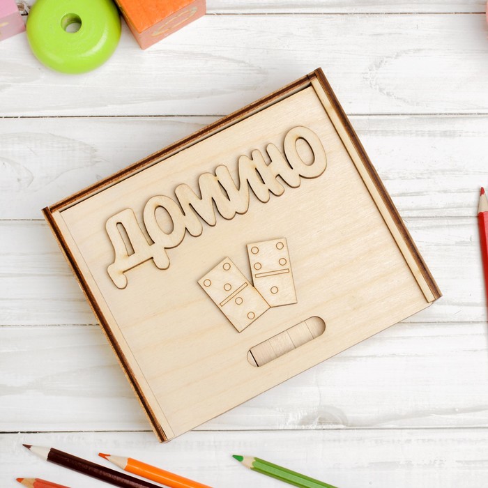 Домино деревянное, деревянная коробка