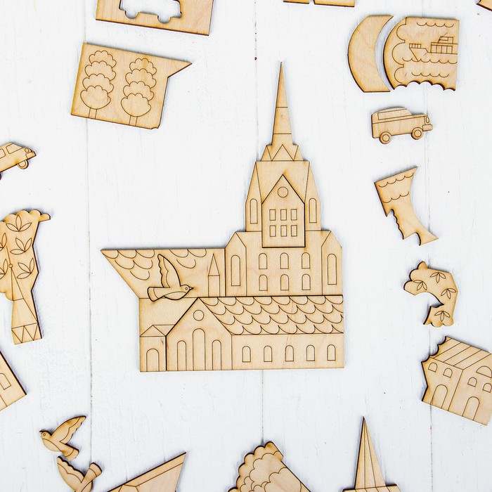 Пазл деревянный "Город", 29 × 20 см, 35 элементов