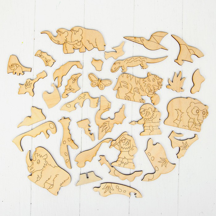 Пазл деревянный "Первобытный мир", 27 × 21 см, 31 элемент