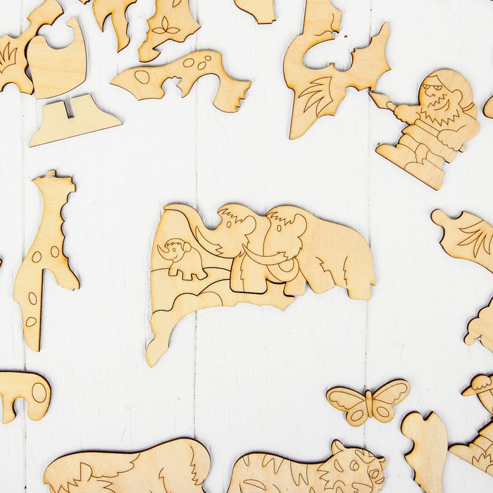 Пазл деревянный "Первобытный мир", 27 × 21 см, 31 элемент