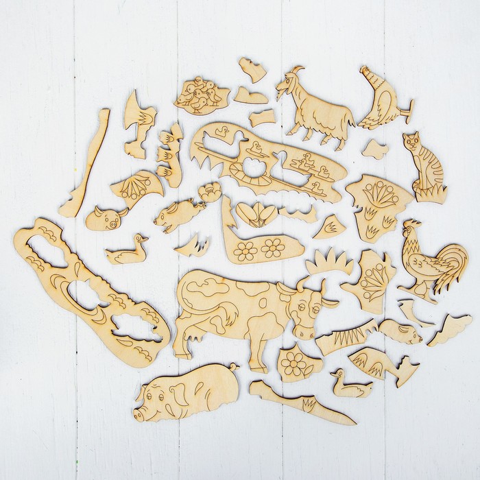 Пазл деревянный "Ферма", 29 × 20 см, 37 элементов