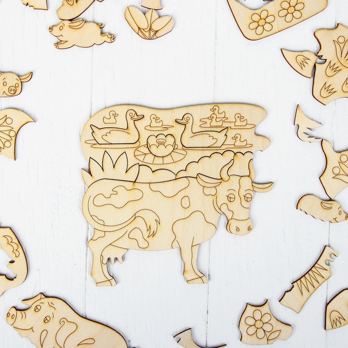 Пазл деревянный "Ферма", 29 × 20 см, 37 элементов