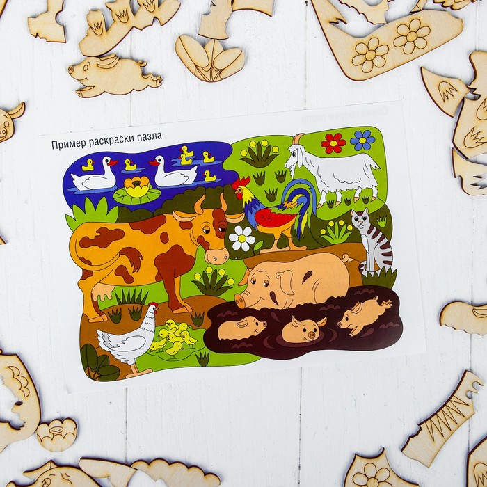 Пазл деревянный "Ферма", 29 × 20 см, 37 элементов