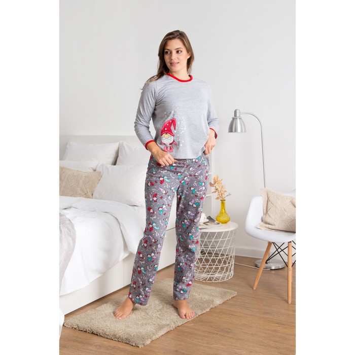Пижама женская (джемпер, брюки) 221хр2377П цвет серый, р-р 52
