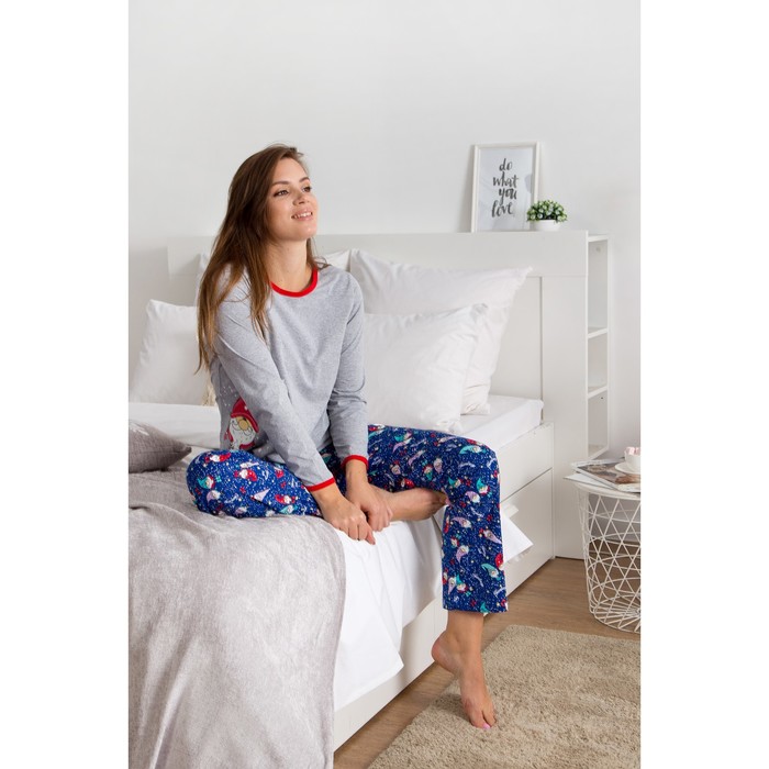 Пижама женская (джемпер, брюки) 221хр2377П цвет серо-синий, р-р 48