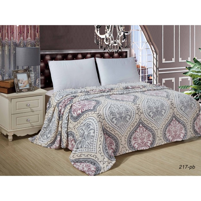 Плед &quot;Бамбук&quot;, размер 150х200 см, велсофт 260 г/м2 150/217-be