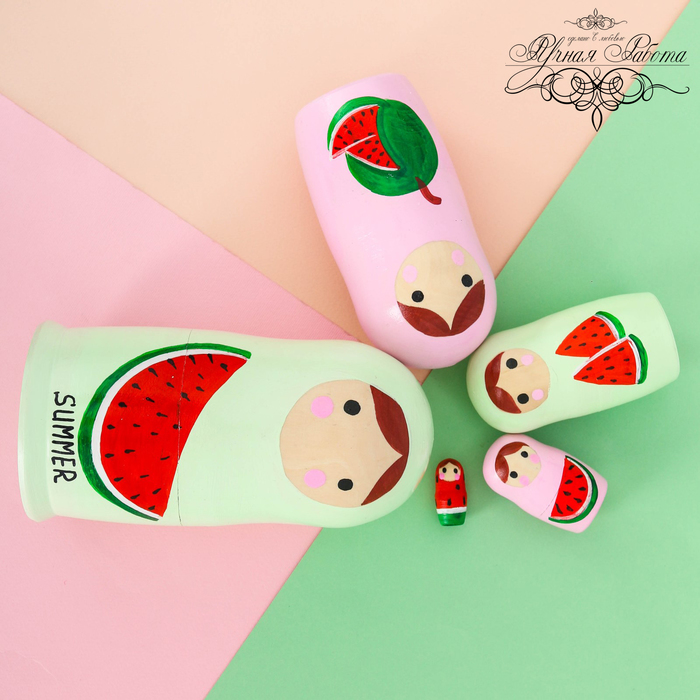 Матрешка 5 кукольная "Арбуз" 16 см