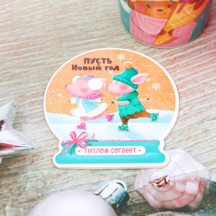 Набор "Зимние радости", термостакан 300 мл, подставка
