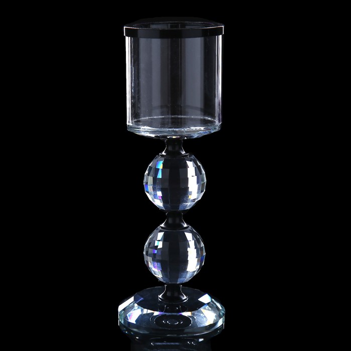 Подсвечник стекло на 1 свечу "Чёрная дымка" 18,5х7х7 см