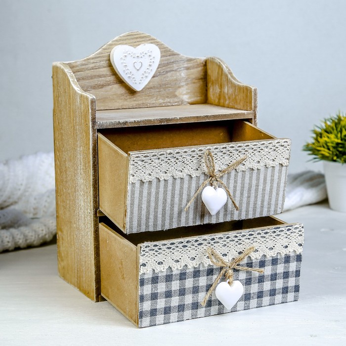 Шкатулка дерево 2 ящика "Комод Прованс" 25,6х18х11 см