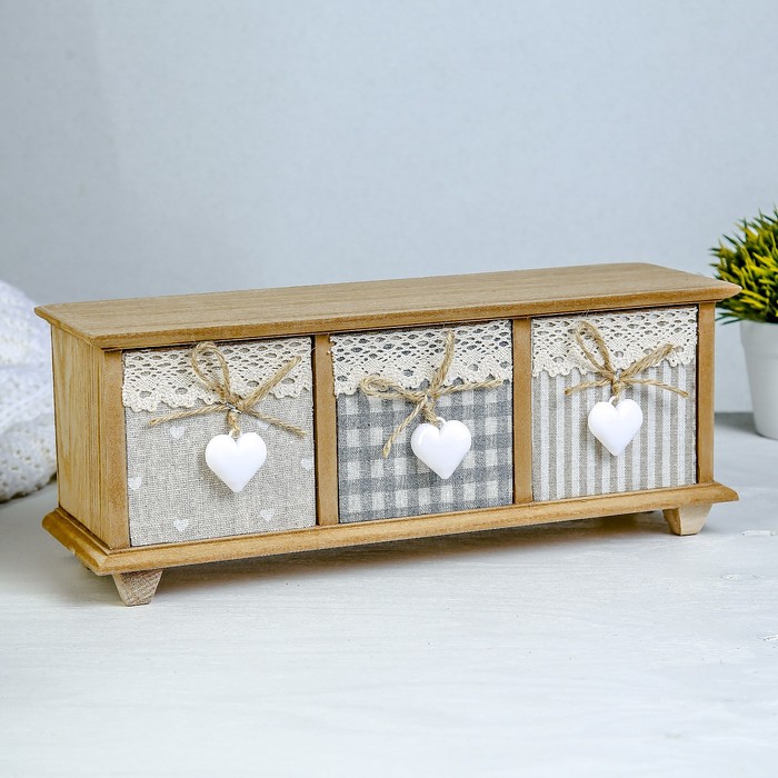 Шкатулка дерево 3 ящика "Комод Прованс" горизонтальный 12х32х10,3 см