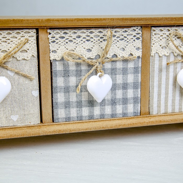 Шкатулка дерево 3 ящика "Комод Прованс" горизонтальный 12х32х10,3 см