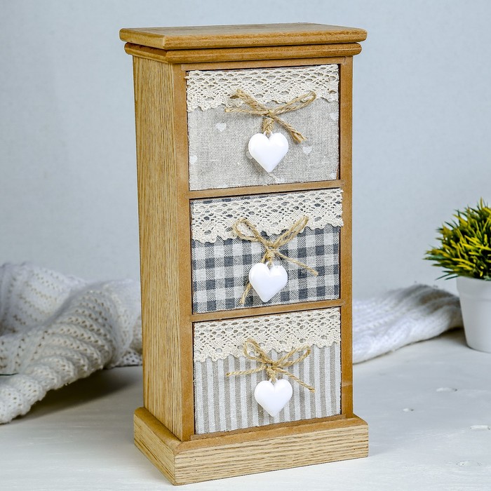 Шкатулка дерево 3 ящика "Комод Прованс" вертикальный 30,5х15х9,5 см