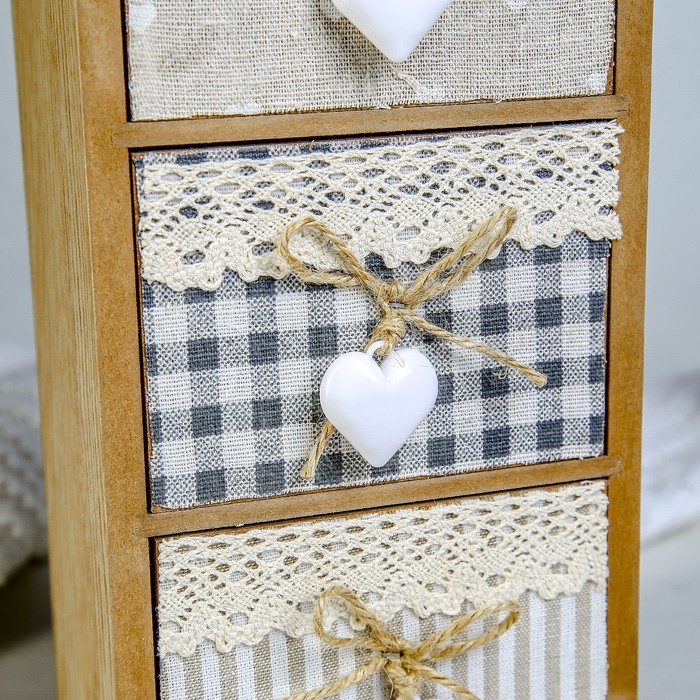 Шкатулка дерево 3 ящика "Комод Прованс" вертикальный 30,5х15х9,5 см