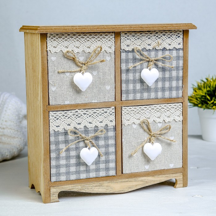 Шкатулка дерево 4 ящика "Комод Прованс" 25х24х11,5 см