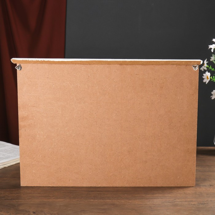 Крючки декоративные дерево с меловой доской и полочкой "Сердца" 30х42х3,5 см