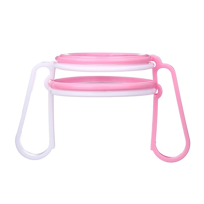 Набор аксессуаров для бутылочки, 3 предмета: двойные ручки, кольцо, колпачок, цвет розовый