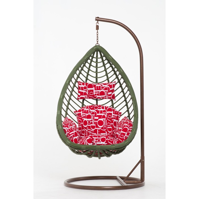 Подвесное кресло, с подушкой, искусственный ротанг, цвет зелёный и коричневый, 44-004-06