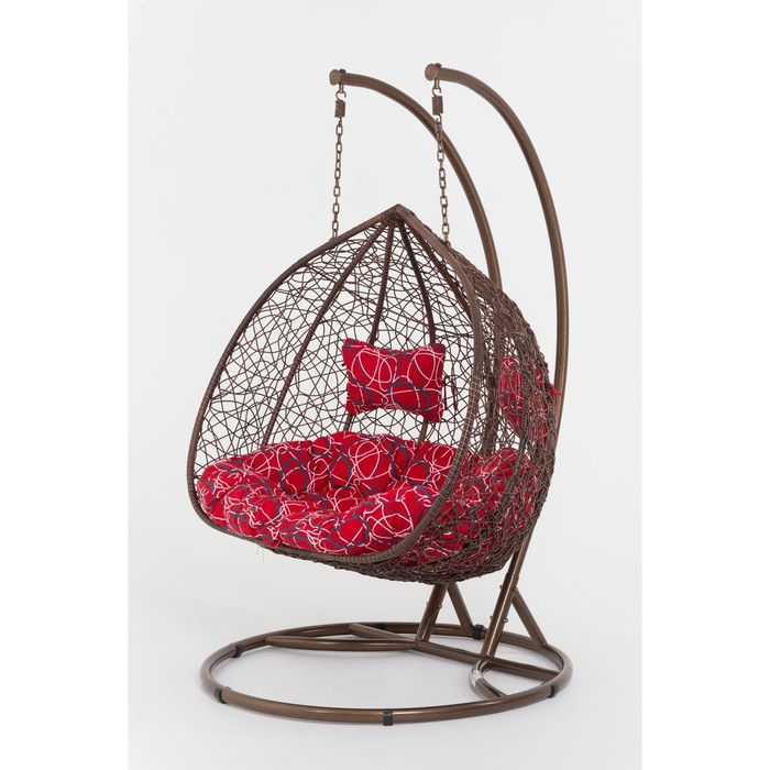 Подвесное кресло, с подушкой, искусственный ротанг, коричневое, 44-002-01