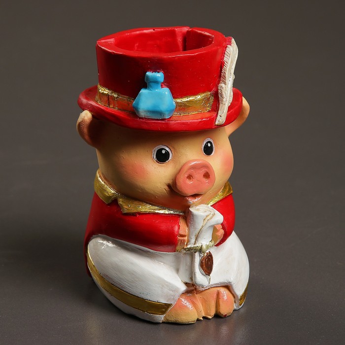 Карандашница "Поросёнок Черчилль" белый фрак, МИКС 10х9х12см