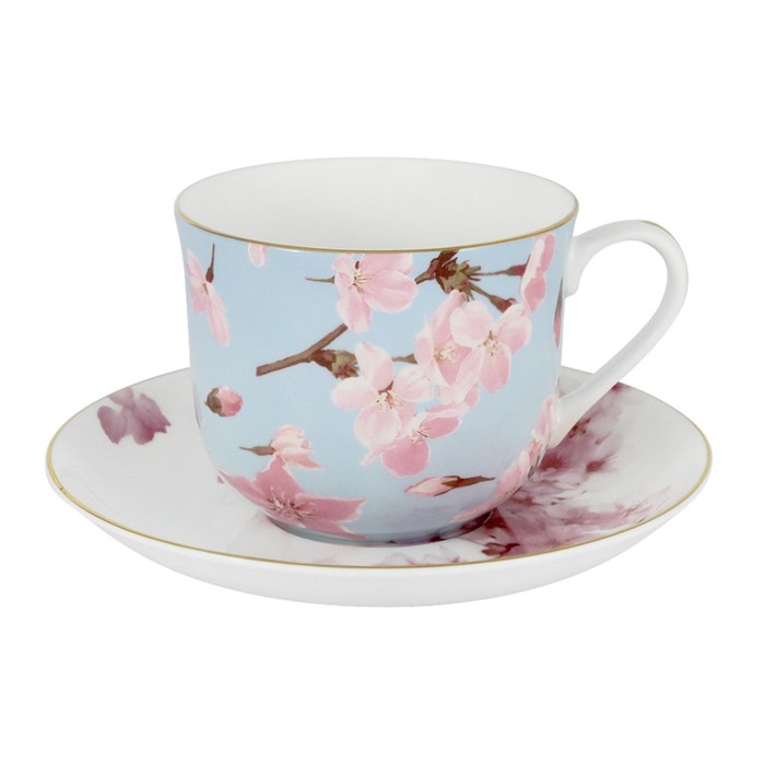 Чайная пара «Сакура», 450 мл, голубая, в подарочной упаковке