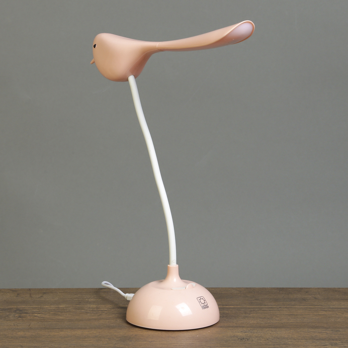 Лампа настольная сенсор 3 режима "Птица" розовая LEDх15 АКБ, USB 32х23х9,5 см