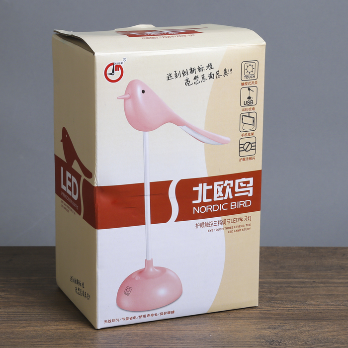 Лампа настольная сенсор 3 режима "Птица" белая LEDх15 АКБ, USB 32х23х9,5 см