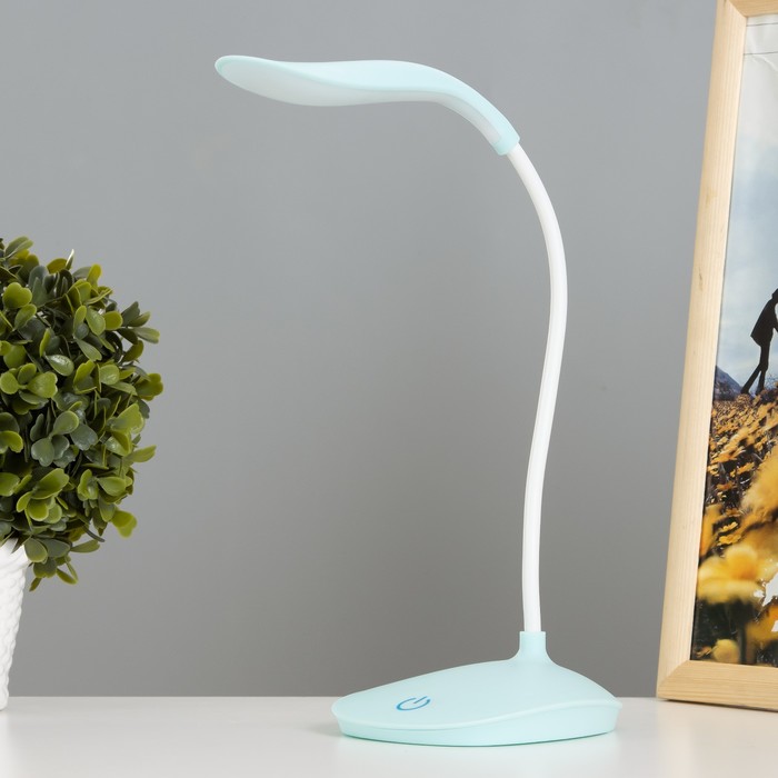 Лампа настольная сенсор 3 режима LEDх14 "Капля" синяя USB 42х12,5х10 см