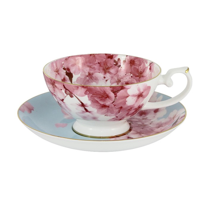 Чайная пара «Сакура», 200 мл, белая, в подарочной упаковке