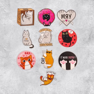 Наклейки стикеры «Котики», 7 × 7 см