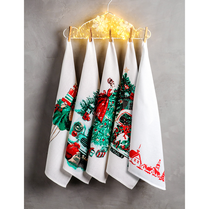 Комплект полотенец для кухни Spany 35x61 2шт, рогожка, хл.100%, Машина с подарками 1