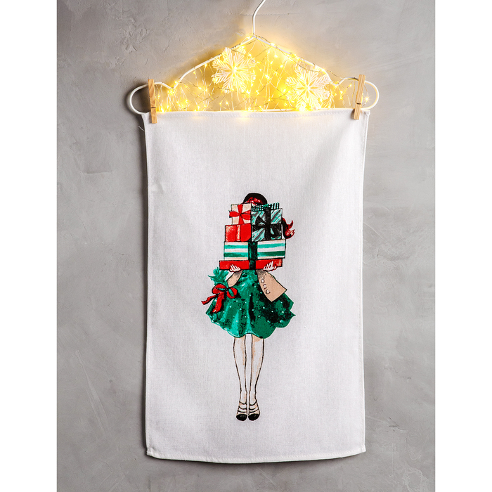 Комплект полотенец для кухни Spany 35x61 2шт, рогожка, хл.100%, Девушка с подарками