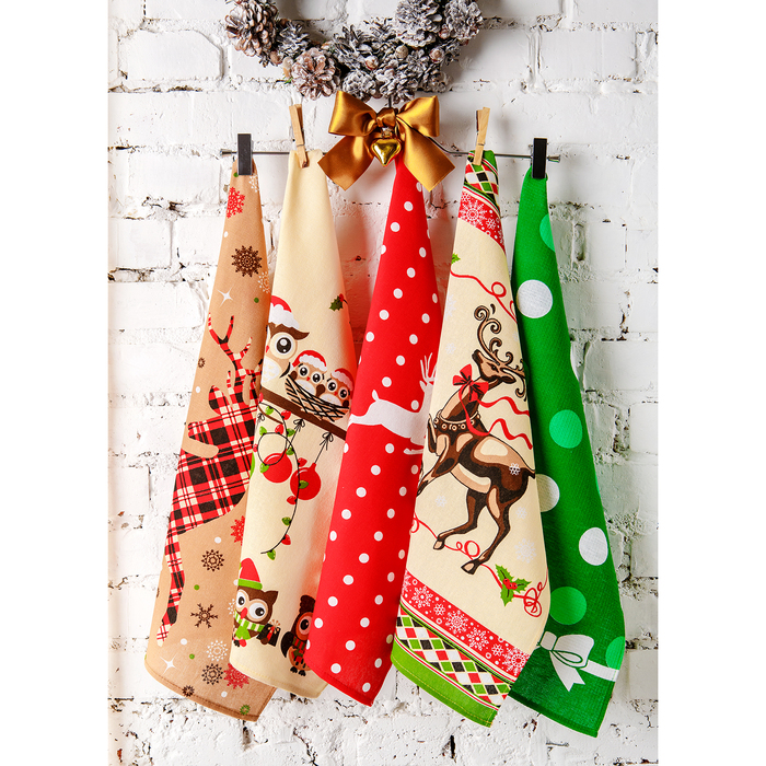 Комплект полотенец для кухни Spany 35x61 2шт, рогожка, хл.100%, Совы