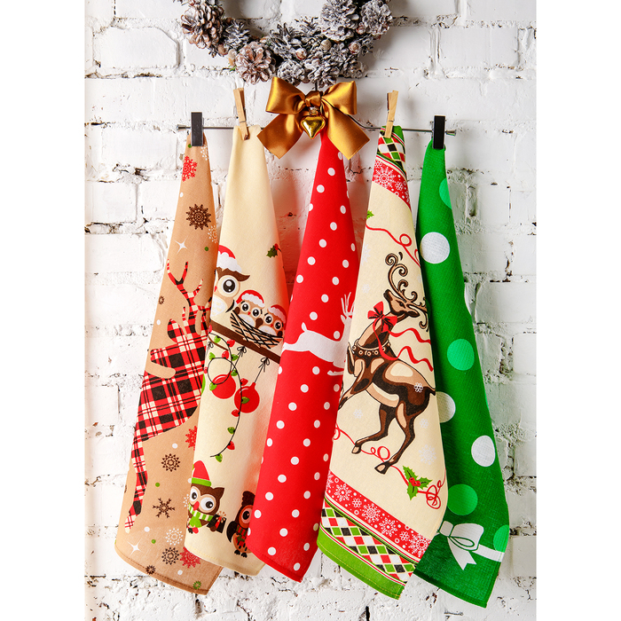 Комплект полотенец для кухни Spany 35x61 2шт, рогожка, хл.100%, Олень 1