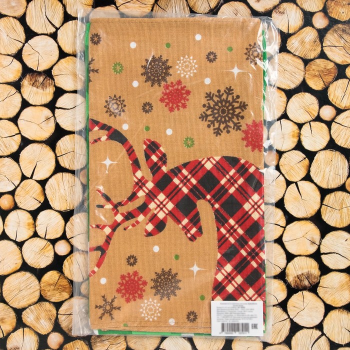 Комплект полотенец для кухни Spany 35x61 2шт, рогожка, хл.100%, Олень 1