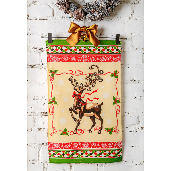 Комплект полотенец для кухни Spany 35x61 2шт, рогожка, хл.100%, Олень 2