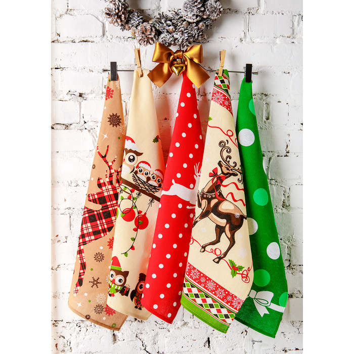 Комплект полотенец для кухни Spany 35x61 2шт, рогожка, хл.100%, Олень 2