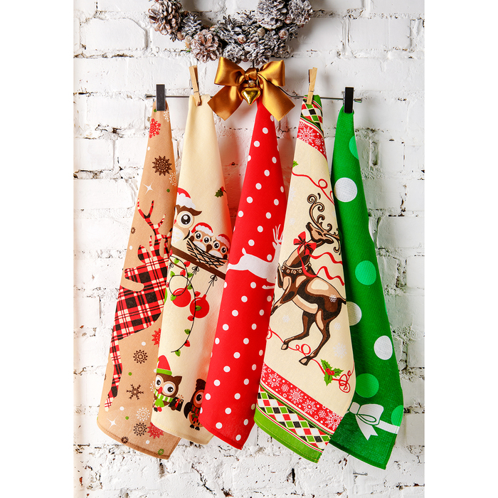 Комплект полотенец для кухни Spany 35x61 2шт, рогожка, хл.100%, Олень 3